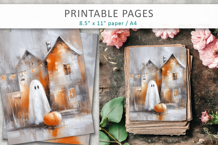 ghost and pumpkin textured halloween pages