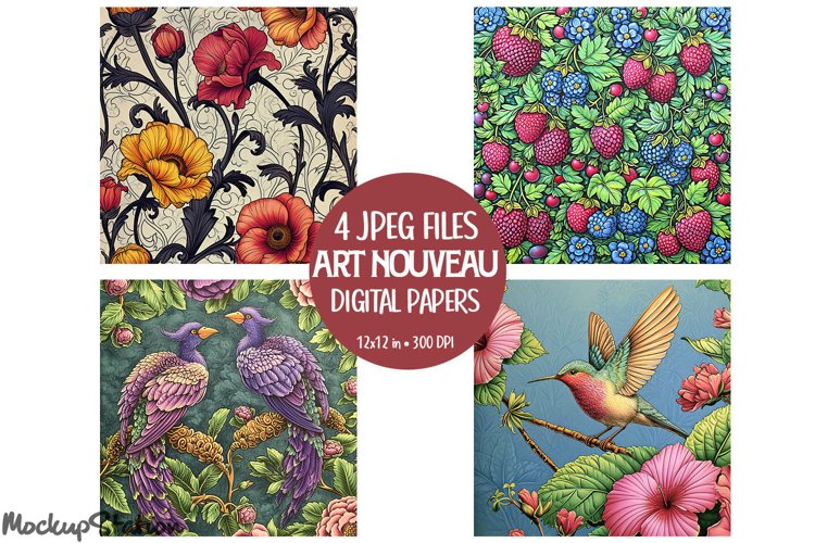 Art Nouveau Scrapbook Junk Journal Printable Pages | Vintage example image 1