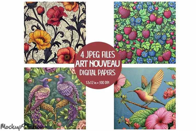 Art Nouveau Scrapbook Junk Journal Printable Pages | Vintage