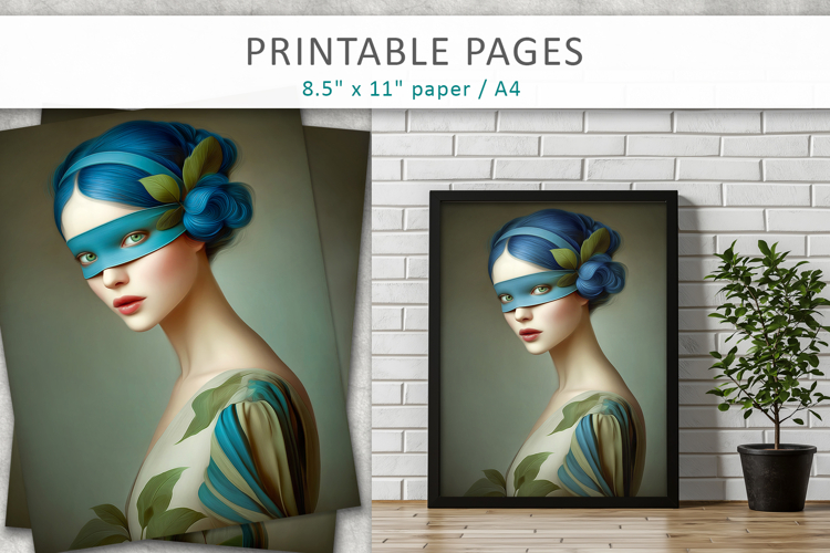 vintage female art illustrations, portrait print