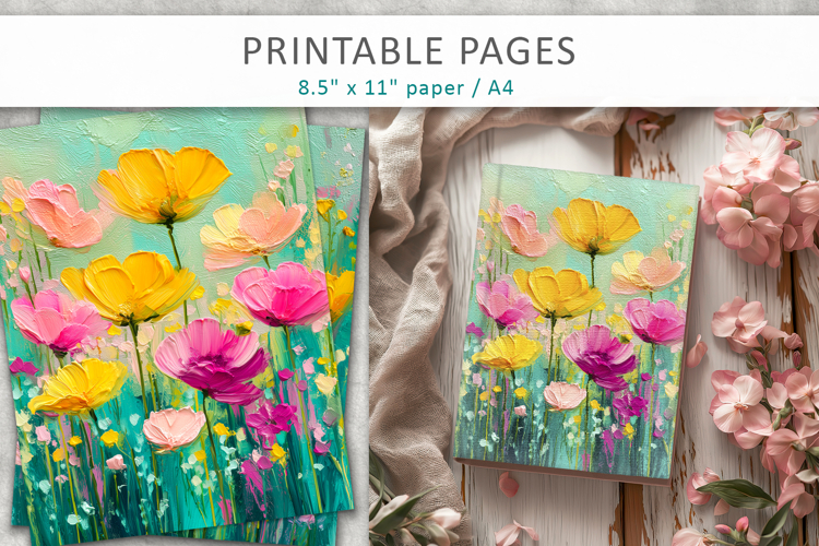 printable floral craft papers, paint texture floral