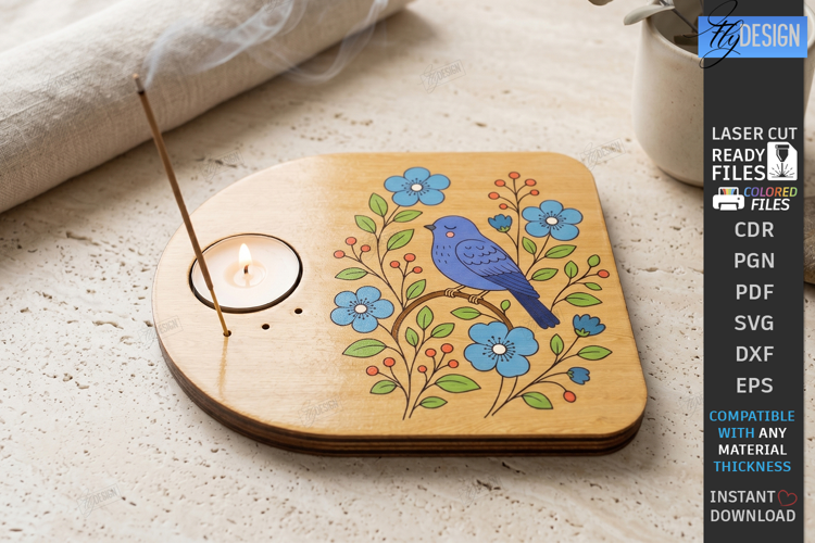 Art Wooden Candle Holder Laser Cut | Tea Light Tray | Bird