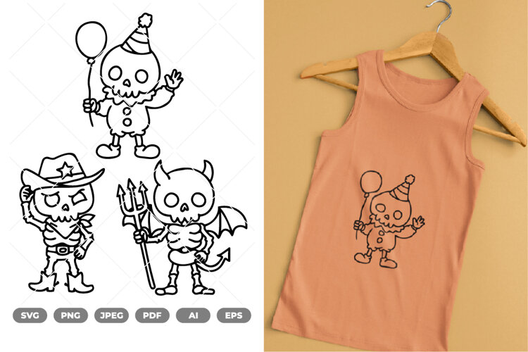 Cute Skeleton SVG & Clipart example image 1