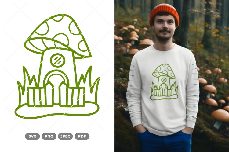 Mushroom House Doodle SVG   Clipart