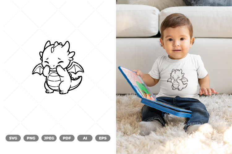 Baby Dragon Doodle SVG   Clipart