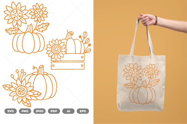 Autumn Pumpkin and Sunflower SVG & Clipart
