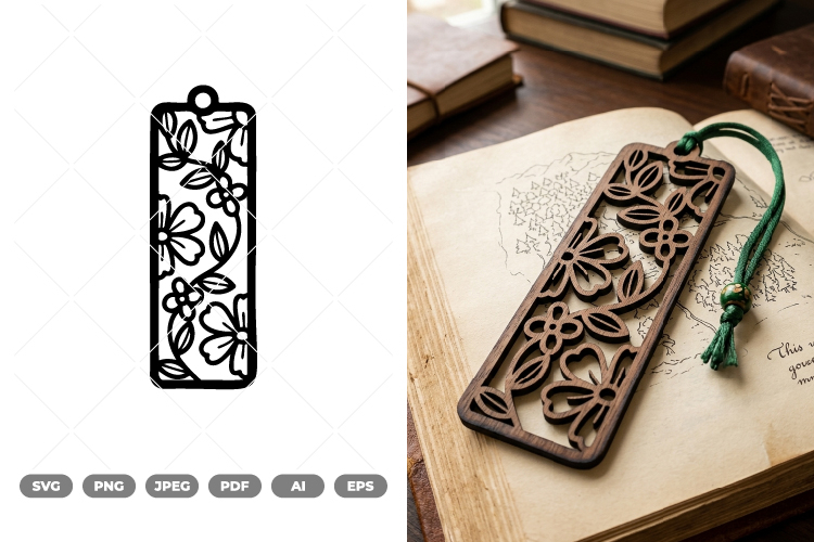 Floral Bookmark SVG & Clipart