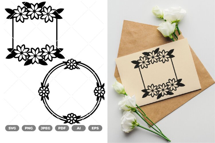 Flowers Border SVG & Clipart example image 1