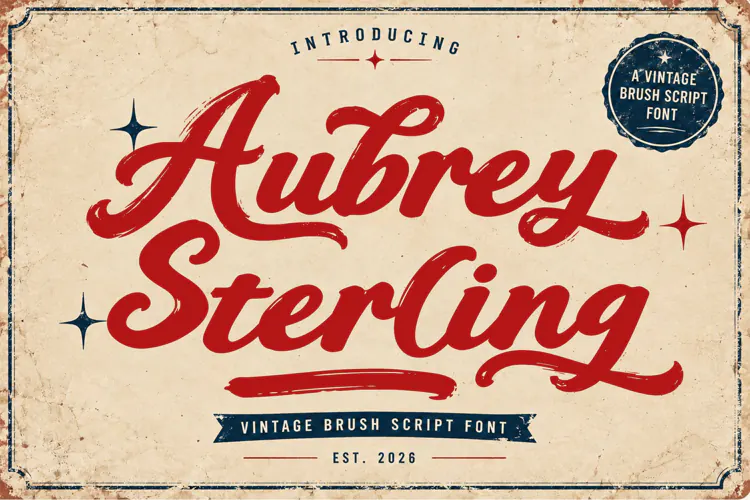 Aubrey Sterling Vintage Brush Script