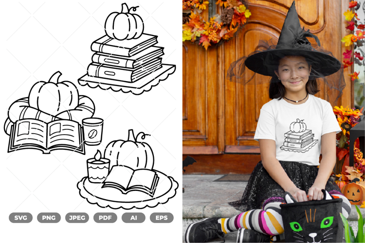 Book & Pumpkin SVG & Clipart