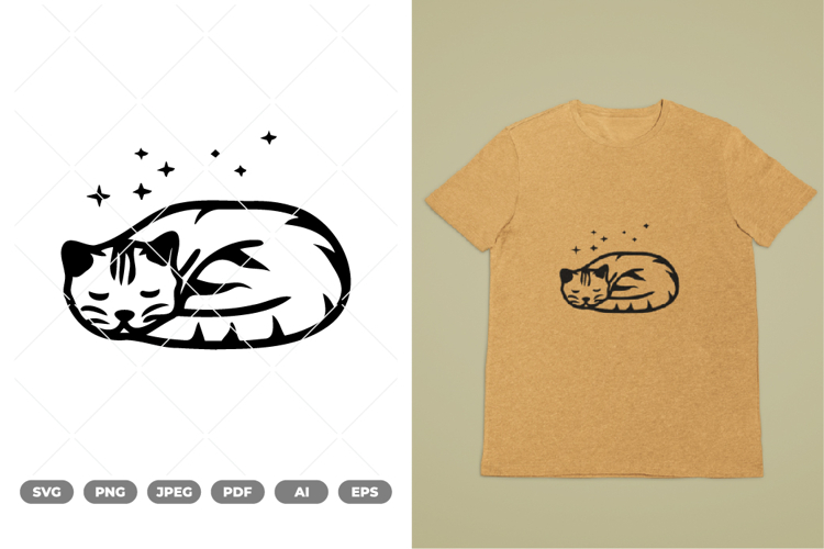 Sleeping Cat SVG & Clipart