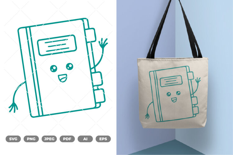 School Supply Cartoon Book SVG & Clipart example image 1