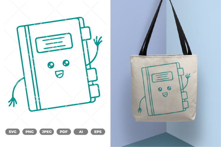 School Supply Cartoon Book SVG & Clipart