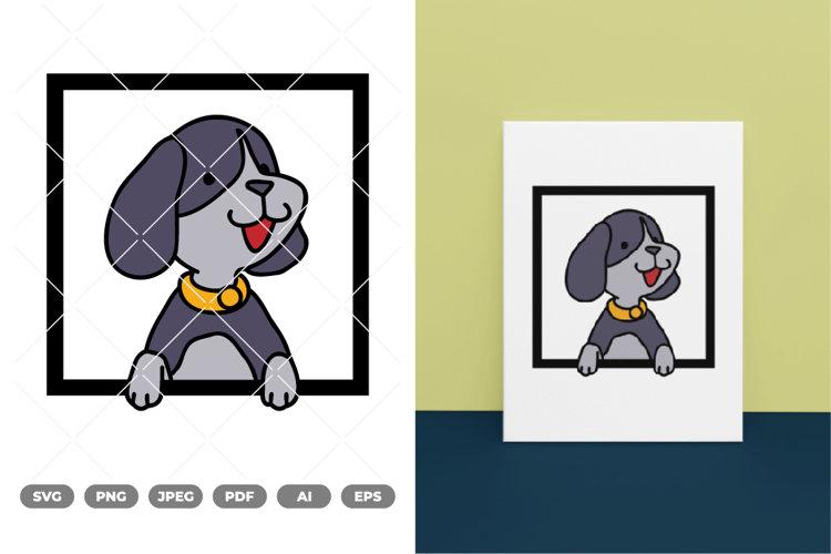 Peeking Dog Colored SVG & Clipart