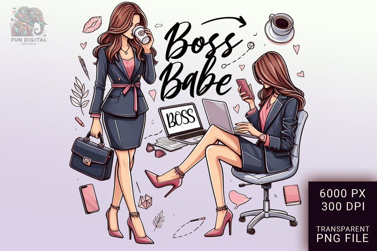 Boss Babe Charm - Empowering Businesswoman PNG Clip Art