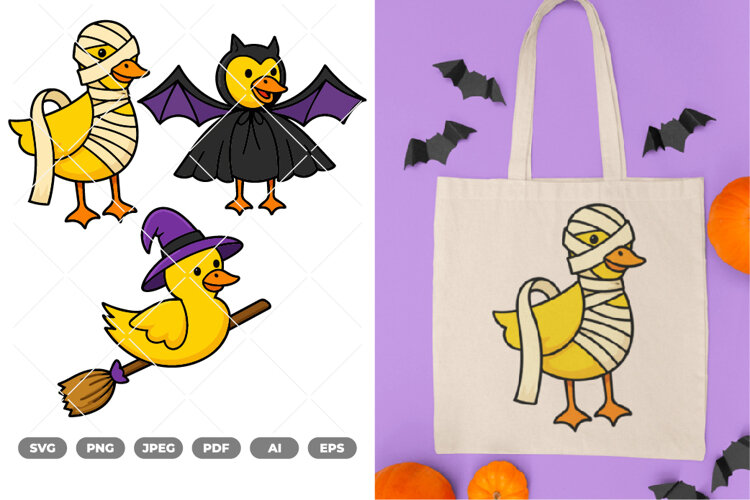Halloween Duck Colored SVG & Clipart example image 1