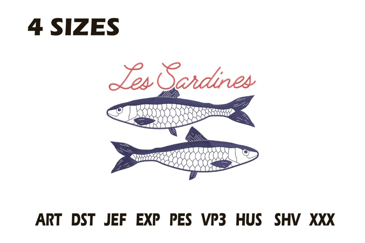 Les Sardines Embroidery Design