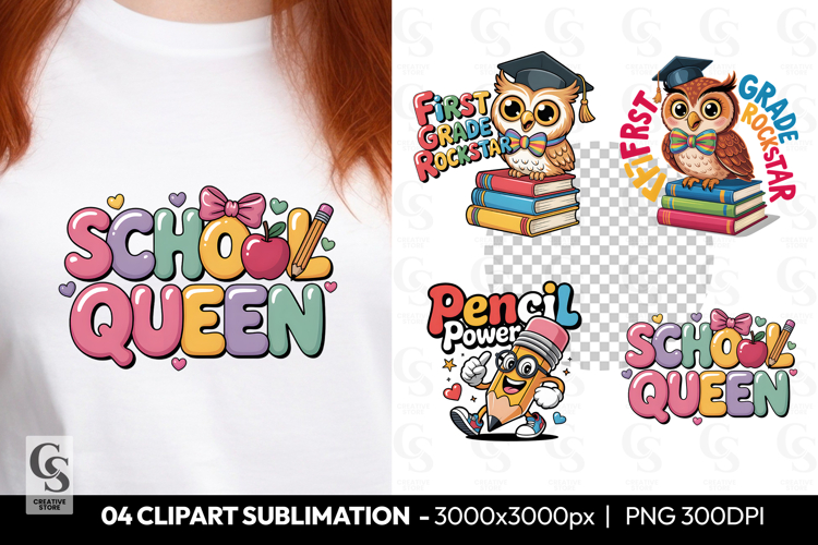 School Queen Cute Back To School Girl Clipart Sublimation PN