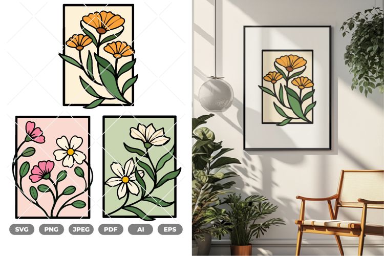 Floral Framed Colored SVG & Clipart