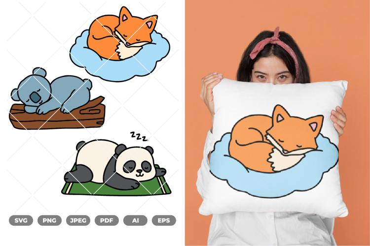 Sleeping Animal Colored SVG & Clipart