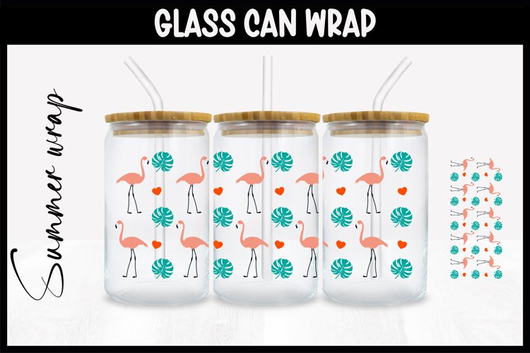 Flamingo Glass Wrap Svg,16oz Libbey Wrap, Summer SVG Wrap
