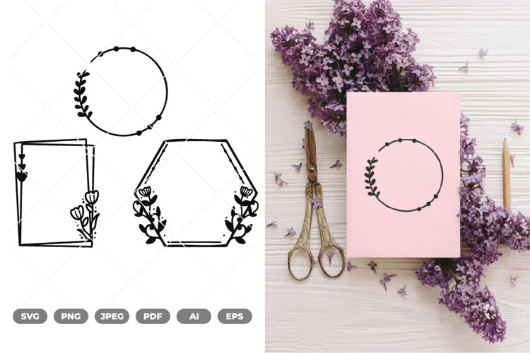 Floral Wedding Frame SVG & Clipart example image 1