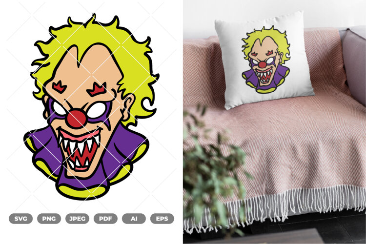 Scary Clown Colored SVG & Clipart example image 1