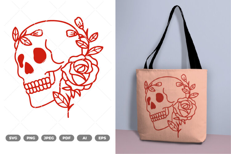 Skull and Rose SVG & Clipart example image 1