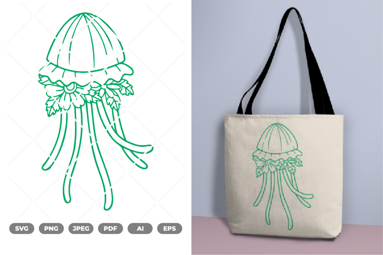 Floral Jellyfish SVG   Clipart