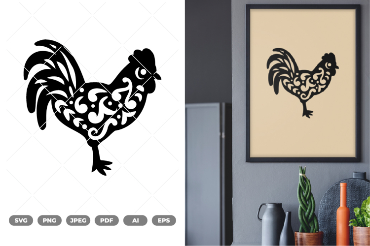 Floral Chicken SVG & Clipart