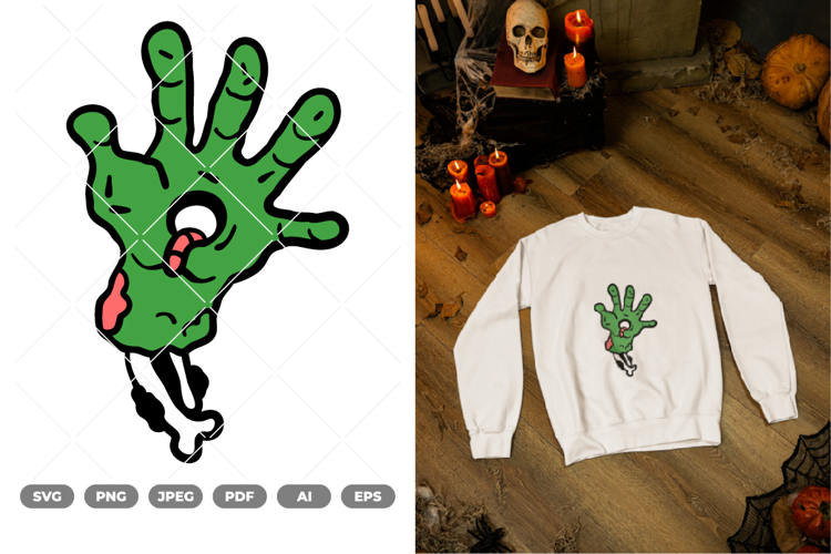 Zombie Hand Sign Colored SVG & Clipart