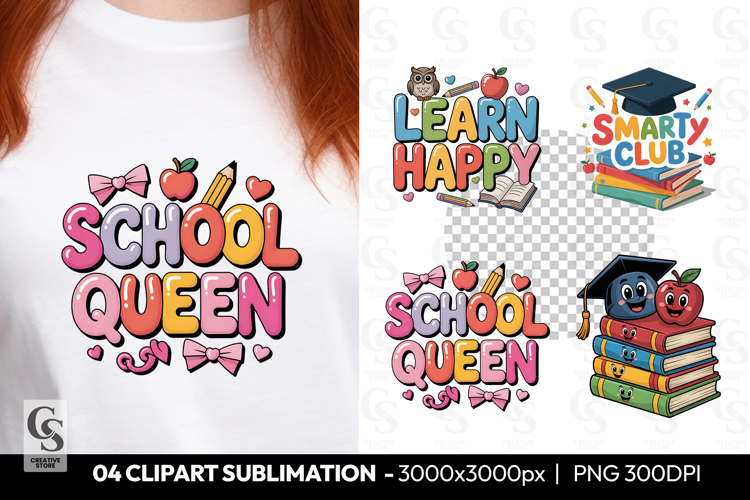School Queen Cute Back To School Clipart Sublimation PNG