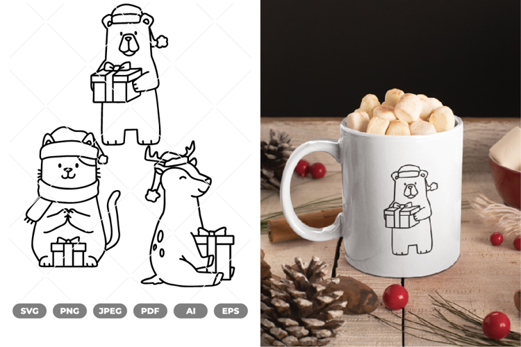 Christmas Gift Animal SVG & Clipart