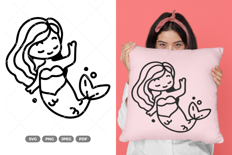 Kawaii Mermaid SVG   Clipart