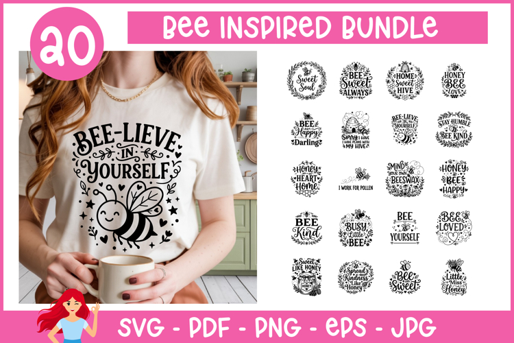 20 Bee inspired bundle SVG, Bee SVG