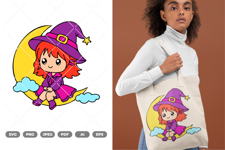 Chibi Witch Colored SVG & Clipart