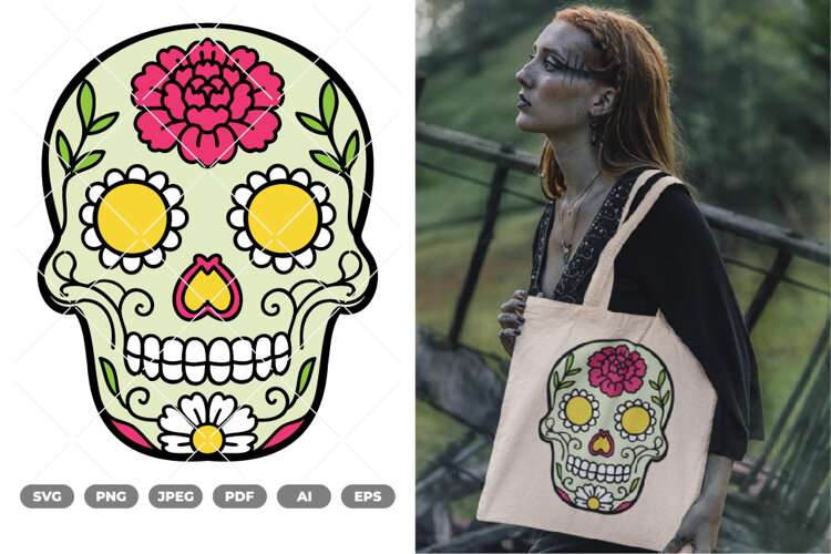 Sugar Skull Colored SVG & Clipart example image 1