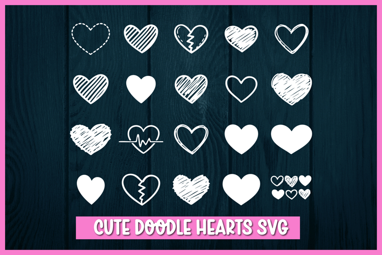 Doodle SVG Hearts, Valentine hearts SVG