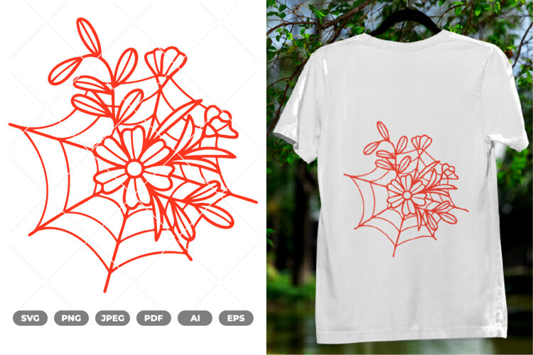 Floral Spider Web SVG & Clipart example image 1