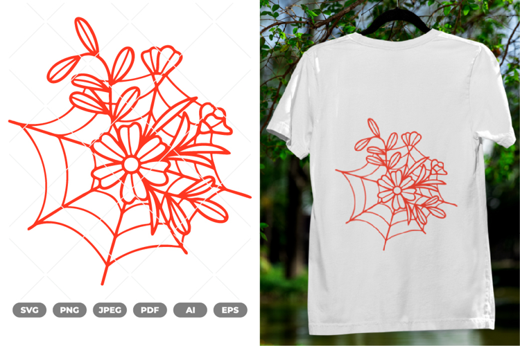 Floral Spider Web SVG & Clipart