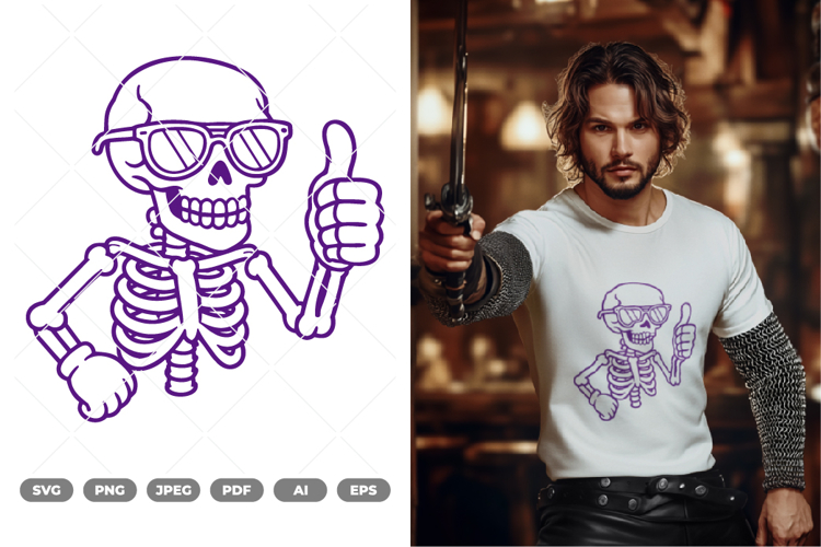 Thumbs Up Skull SVG & Clipart