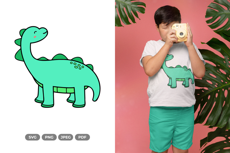 Kawaii Dino SVG & Clipart - Dinosaur Doodle