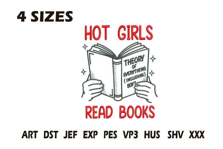 Hot Girls Read Books Embroidery Design