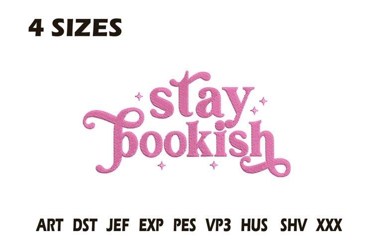 Stay Bookish Quote Embroidery Design