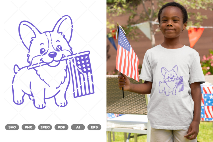 Fourth July Dog Doodle SVG & Clipart example image 1