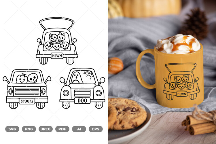 Cute Halloween Car SVG & Clipart example image 1