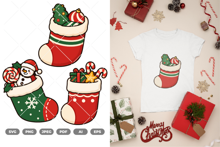 Christmas Sock Colored SVG & Clipart