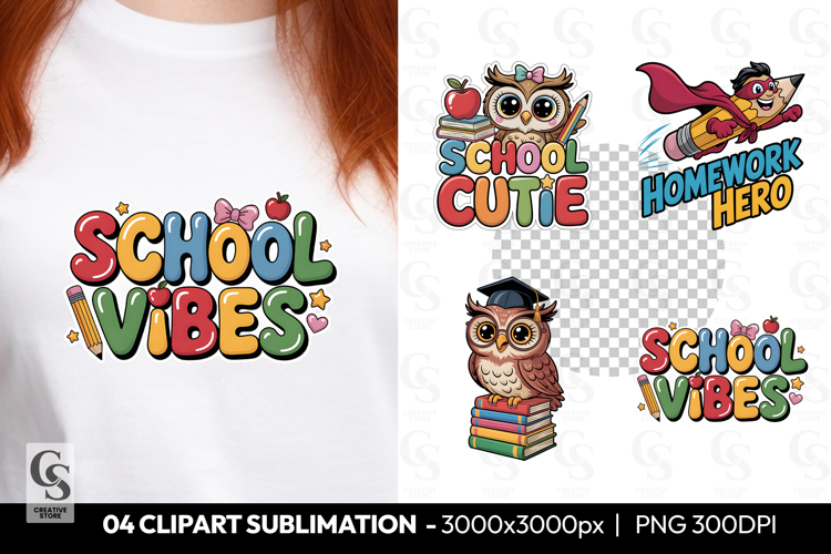 School Vibes Cute Back To School Clipart Sublimation PNG