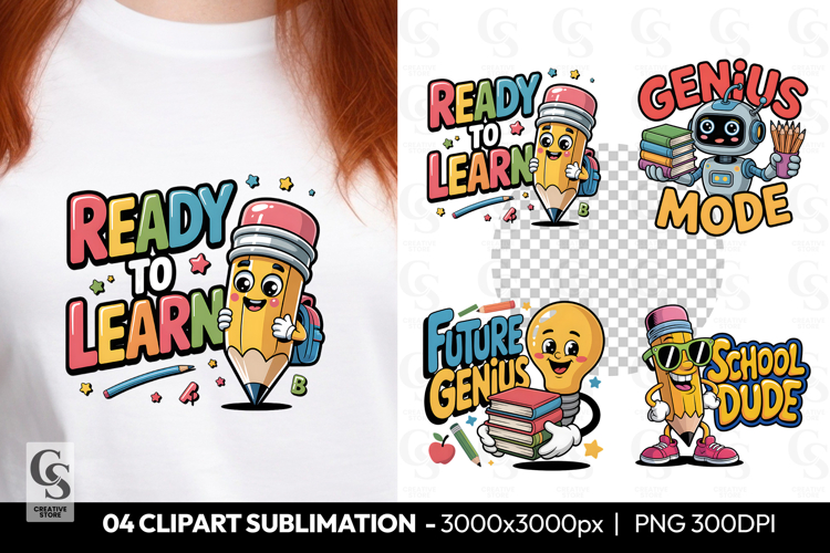 Ready to Learn School Clipart Sublimation PNG