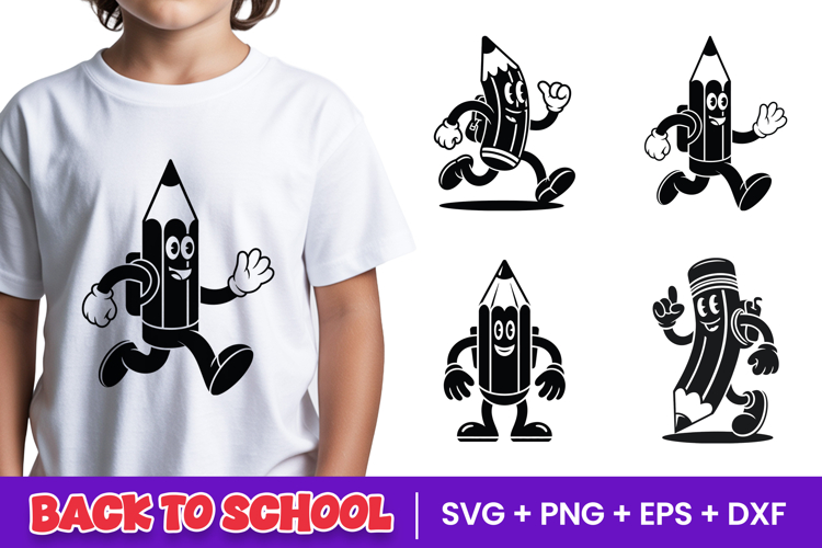 Cute Pencil Mascot SVG PNG